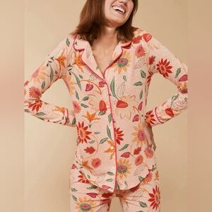 Spartina 449 XXS Peach Pink Botanic Garden Floral Long Sleeve Top Pants PJ Set
